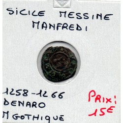 Italie Sicile Messine Manfred denaro M Gothique 1258-1266 TB pièce de monnaie