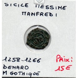 Italie Sicile Messine Manfredi denaro M Gothique 1258-1266 TB pièce de monnaie
