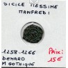 Italie Sicile Messine Manfredi denaro M Gothique 1258-1266 TB pièce de monnaie