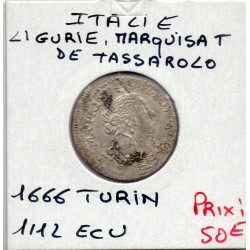 Italie Tassarolo 1/12 ecu ou Luigino 1666 Turin TTB, KM 52.1 pièce de monnaie
