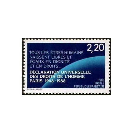 Timbre Yvert No 2559 Anniversaire de la déclaration universelle des droits de l'homme, 40e