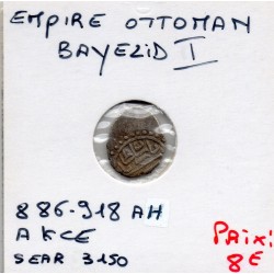 Empire Ottoman, Bayezid II 1 Akce 886-918 AH TB pièce de monnaie