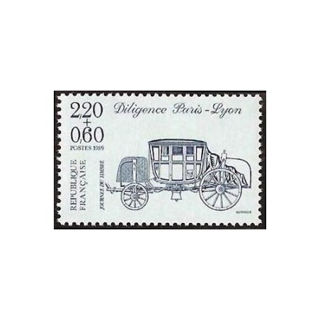 Timbre Yvert No 2577 journée du timbre, diligence Paris Lyon