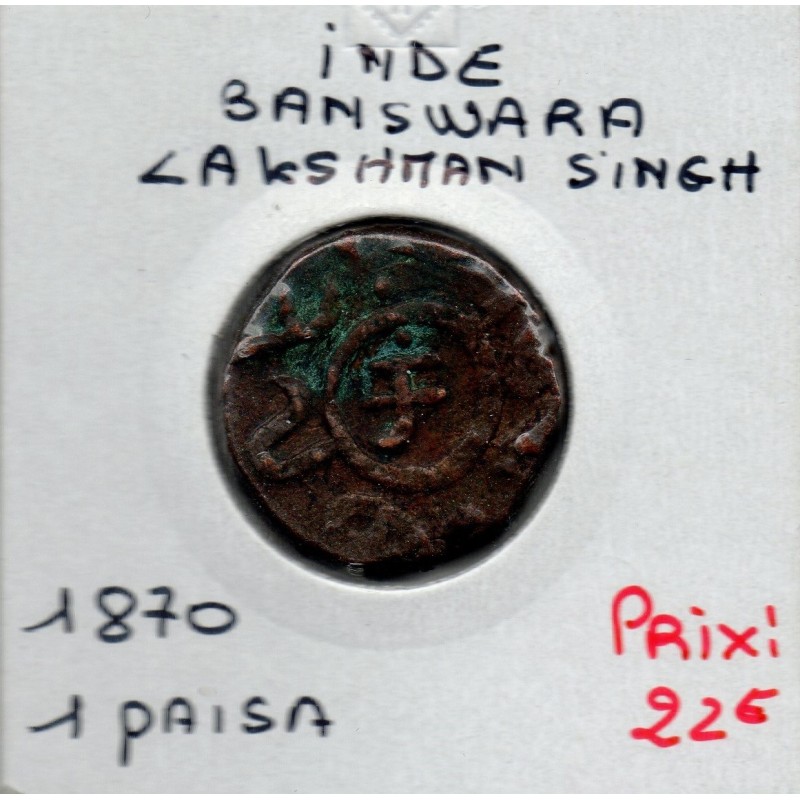 Banswara, Laksman Singh 1 paisa 1870 TB pièce de monnaie