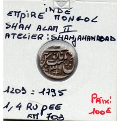 Moghol, Shah Alam II 1/4 Rupee 1209 AH Shahjahanabad TTB, pièce de monnaie