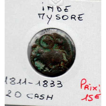 Mysore, 20 cash 1811-1833 TB, pièce de monnaie