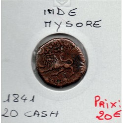 Mysore, 20 cash 1841 TTB-, pièce de monnaie