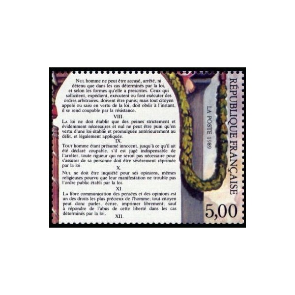 Timbre Yvert No 2596-2599 Série Déclaration des droits de l'homme, Issus du bloc feuillet