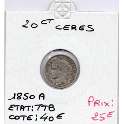 20 centimes Cérès 1850A Paris TTB, France pièce de monnaie