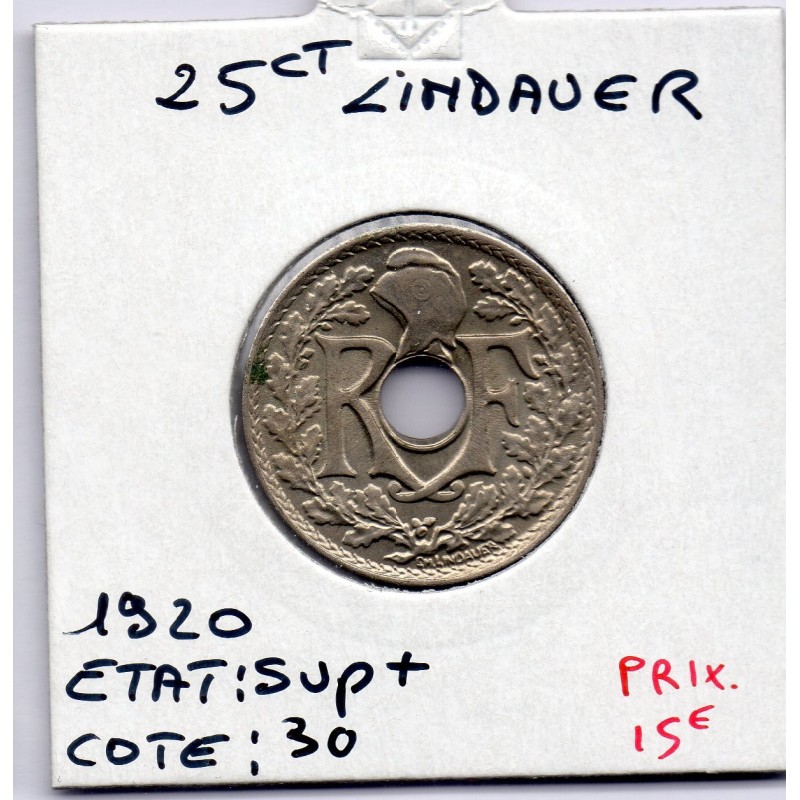 25 centimes Lindauer 1920 Sup+, France pièce de monnaie