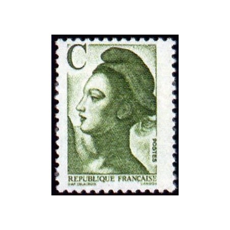 Timbre Yvert No 2615 Type liberté avec c vert 2.10fr