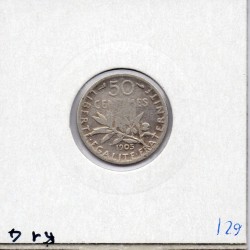 50 centimes Semeuse Argent 1905 TB-, France pièce de monnaie