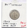 50 centimes Semeuse Argent 1907 Sup-, France pièce de monnaie