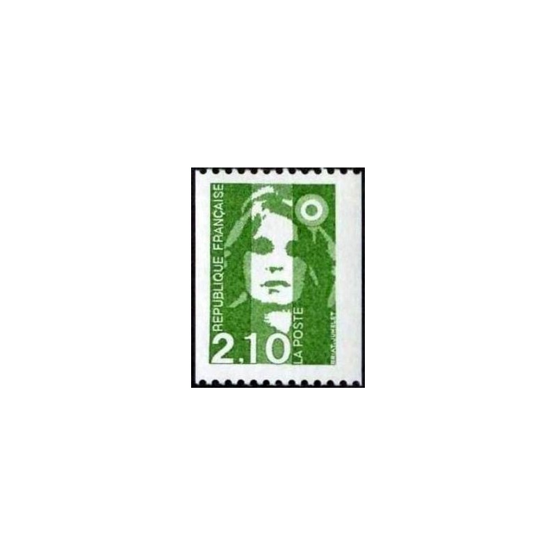 Timbre Yvert No 2627 Type Marianne du Bicentenaire 2.10fr vert issue de roulette