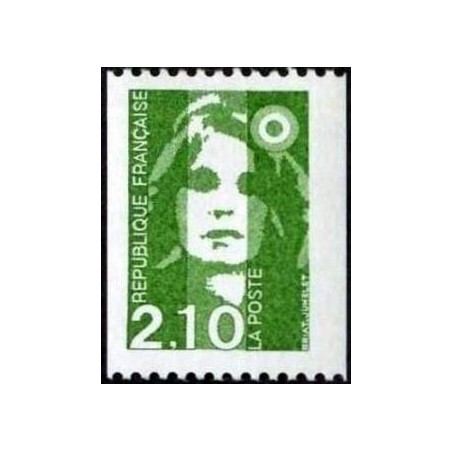 Timbre Yvert No 2627 Type Marianne du Bicentenaire 2.10fr vert issue de roulette