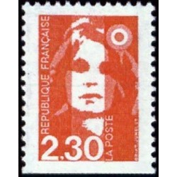 Timbre Yvert No 2629 Type Marianne du Bicentenaire 2.30fr rouge issue de carnet dentelé sur 3 cotés