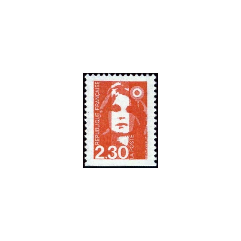 Timbre Yvert No 2629 Type Marianne du Bicentenaire 2.30fr rouge issue de carnet dentelé sur 3 cotés