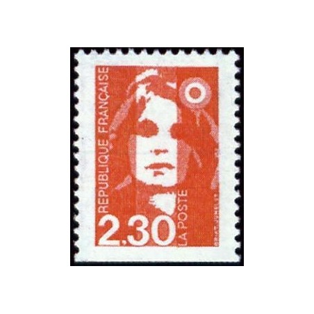 Timbre Yvert No 2629 Type Marianne du Bicentenaire 2.30fr rouge issue de carnet dentelé sur 3 cotés