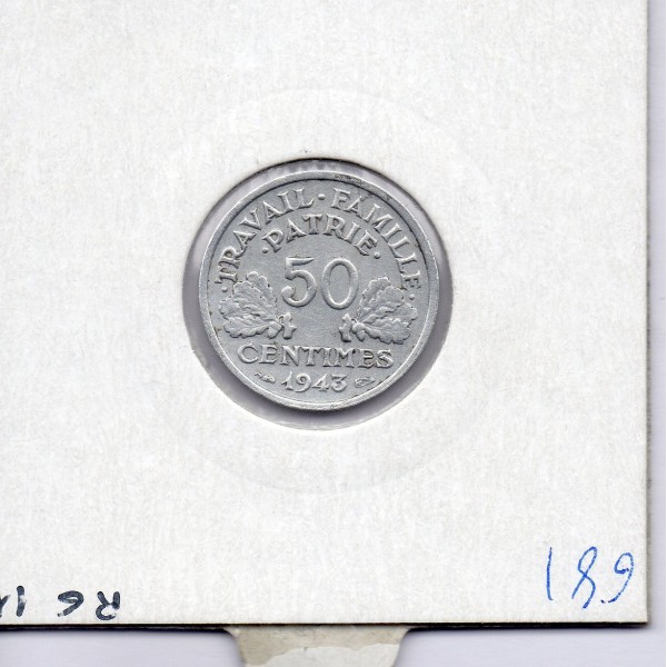50 centimes Francisque Bazor 1943 Lourde TTB, France pièce de monnaie