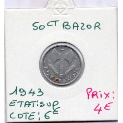 50 centimes Francisque Bazor 1943 Légère Sup, France pièce de monnaie