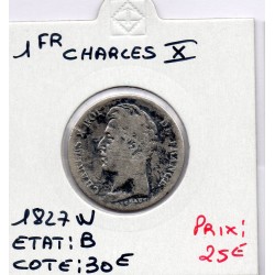 1 Franc Charles X 1827 W Lille B, France pièce de monnaie