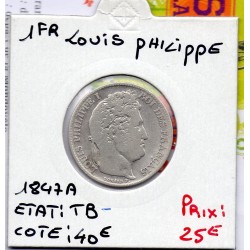 1 Franc Louis Philippe 1847 A Paris TB-, France pièce de monnaie