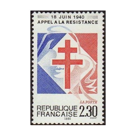 Timbre Yvert No 2656 Appel à la résistance, croix de Lorraine