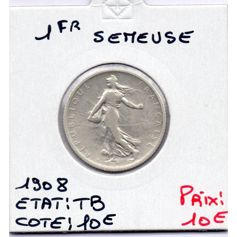 1 franc Semeuse Argent 1908 TB, France pièce de monnaie