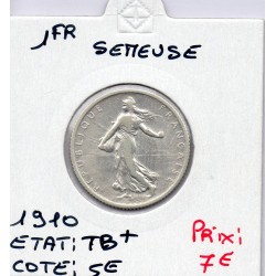 1 franc Semeuse Argent 1910 TB+, France pièce de monnaie