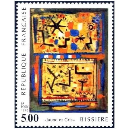 Timbre Yvert No 2672 Jaune et gris de Roger Bissière