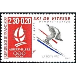 Timbre Yvert No 2675 Albertville 92, Ski de vitesse démonstration, Les Arcs