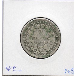 2 Francs Cérès 1871 Avec légende Grand A TB-, France pièce de monnaie