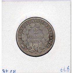 2 Francs Cérès 1871 Avec légende Grand A TB-, France pièce de monnaie