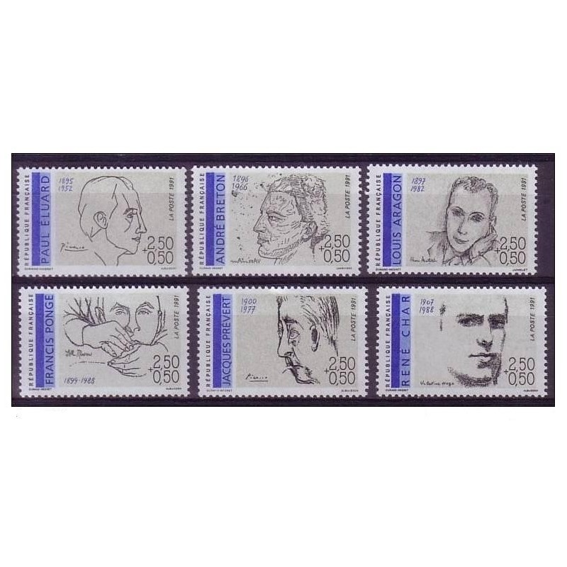 Timbre Yvert No 2681-2686 Série personnages célèbres, poètes français