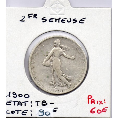 2 Francs Semeuse Argent 1900 TB-, France pièce de monnaie