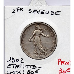 2 Francs Semeuse Argent 1902 TTB-, France pièce de monnaie