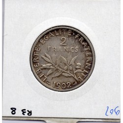 2 Francs Semeuse Argent 1902 TTB-, France pièce de monnaie