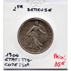 2 Francs Semeuse Argent 1904 TTB-, France pièce de monnaie