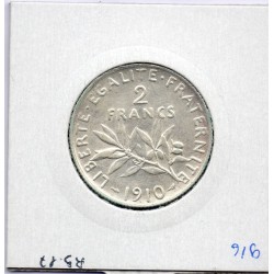 2 Francs Semeuse Argent 1910 TTB-, France pièce de monnaie