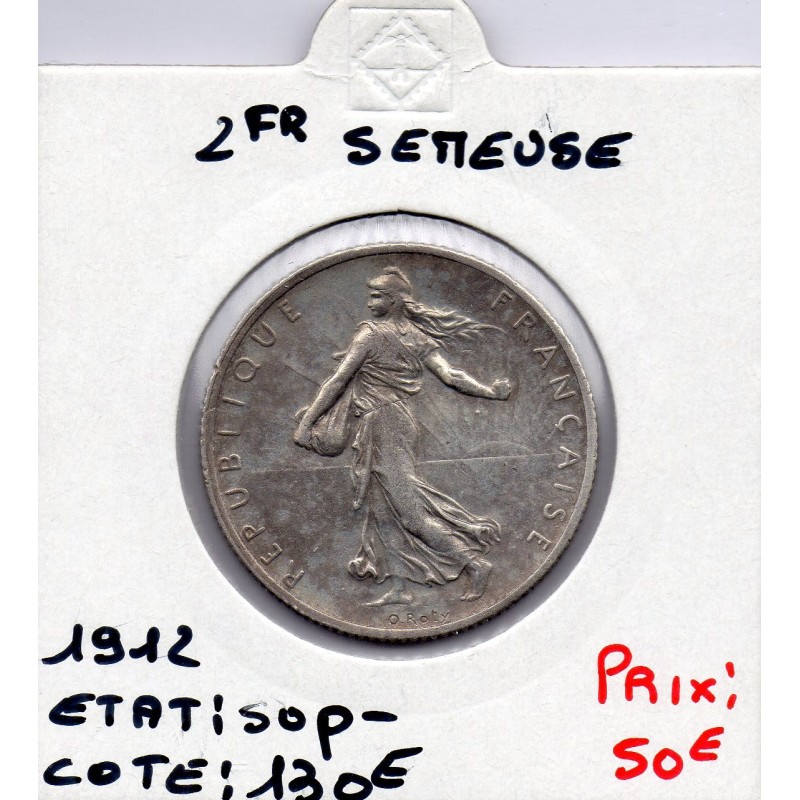 2 Francs Semeuse Argent 1912 Sup-, France pièce de monnaie