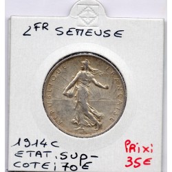 2 Francs Semeuse Argent 1914 C Castelsarrasin Sup-, France pièce de monnaie