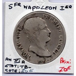 5 francs Napoléon 1er An XI A Paris TB-, France pièce de monnaie
