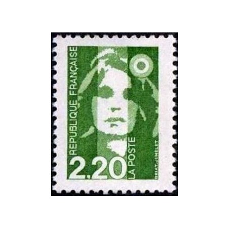 Timbre Yvert No 2714 Timbre France No Yvert & Tellier 2713 luxe **  1991  Type marianne du bicentenaire 2.20fr vert