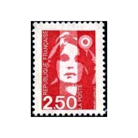 Timbre Yvert No 2715 Type marianne du bicentenaire 2.50fr rouge