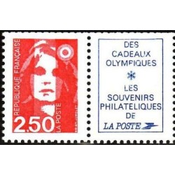 Timbre Yvert No 2715a Type marianne du bicentenaire avec vignette des cadeaux olympiques