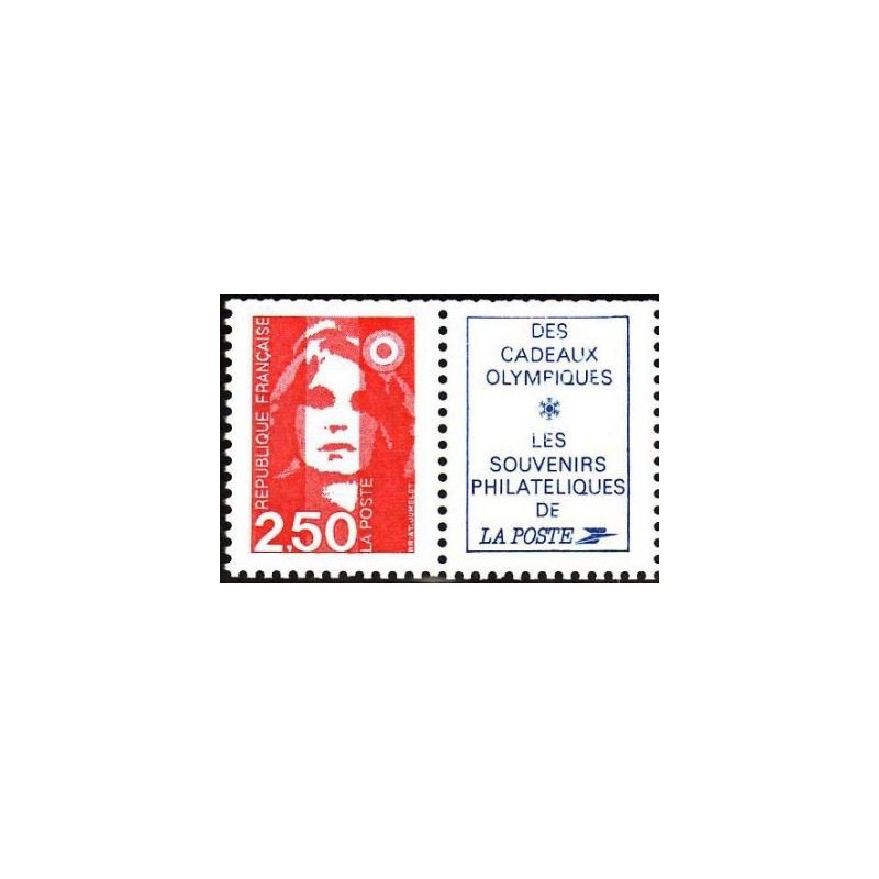 Timbre Yvert No 2715a Type marianne du bicentenaire avec vignette des cadeaux olympiques