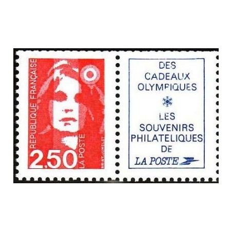 Timbre Yvert No 2715a Type marianne du bicentenaire avec vignette des cadeaux olympiques