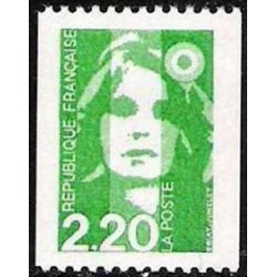 Timbre Yvert No 2718 Type marianne du bicentenaire 2.20fr vert de roulette