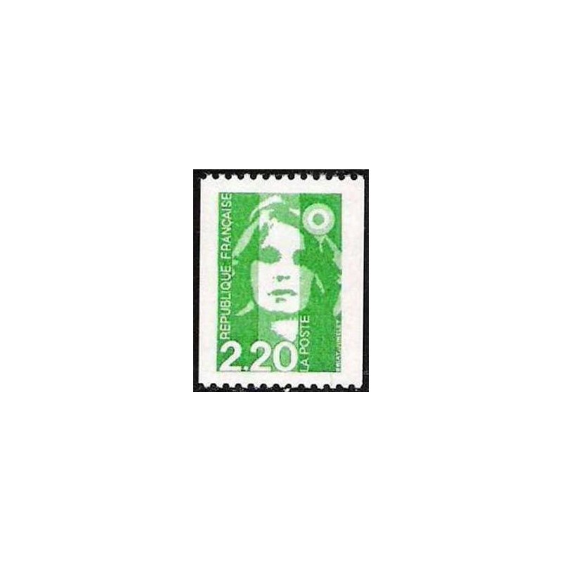 Timbre Yvert No 2718 Type marianne du bicentenaire 2.20fr vert de roulette