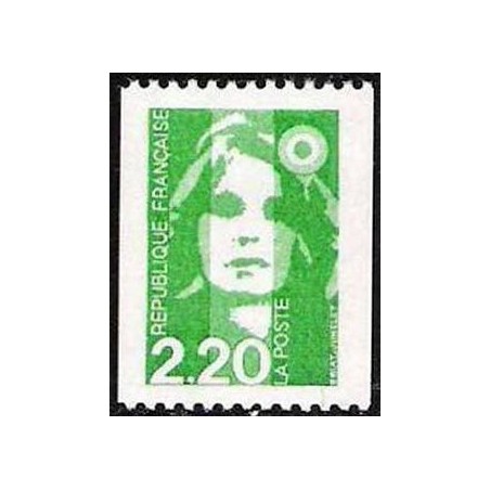 Timbre Yvert No 2718 Type marianne du bicentenaire 2.20fr vert de roulette